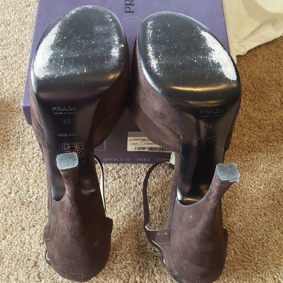 Prada dark brown suede sandals size 40 (10) - Picture 5 of 5